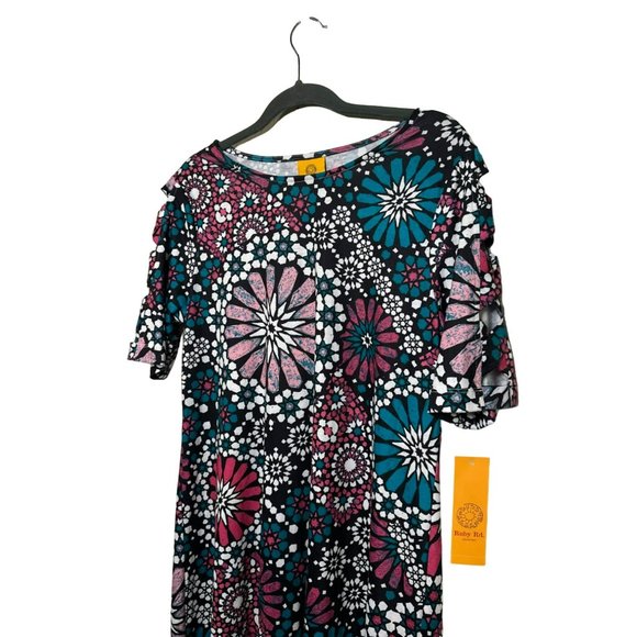 NWT Ruby Rd. Ladies Cut Out Sleeve Floral Pattern Scoop Neck Dress SZ Small - Picture 3 of 9